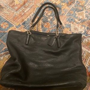 Coach leather tote bag with gold shoulder strap!